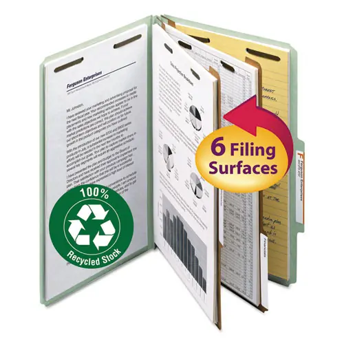 Smead Recycled Pressboard Classification Folders, Legal Size, Gray-Green, 10/Box