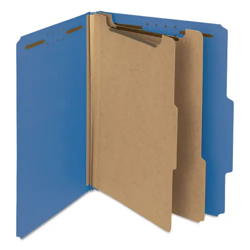 Smead Recycled Pressboard Classification Folders, Letter Size, Dark Blue, 2" Expansion, 2 Dividers, 6 Fasteners, 10/Box