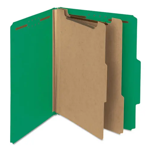 Smead Recycled Pressboard Classification Folders, Letter Size, Green, 10/Box