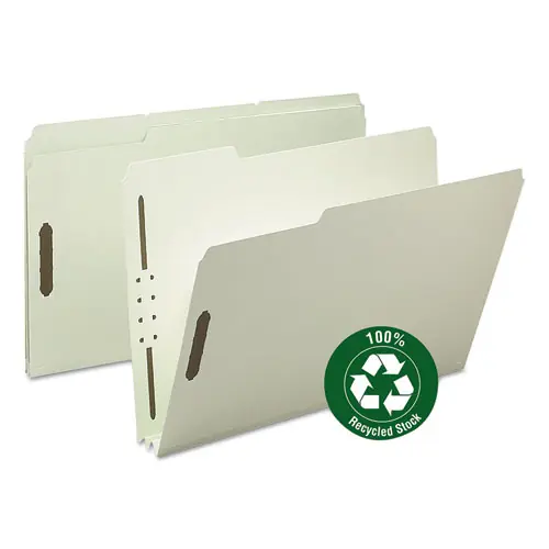 Smead Recycled Pressboard Fastener Folders, Legal Size, Gray-Green, 25/Box