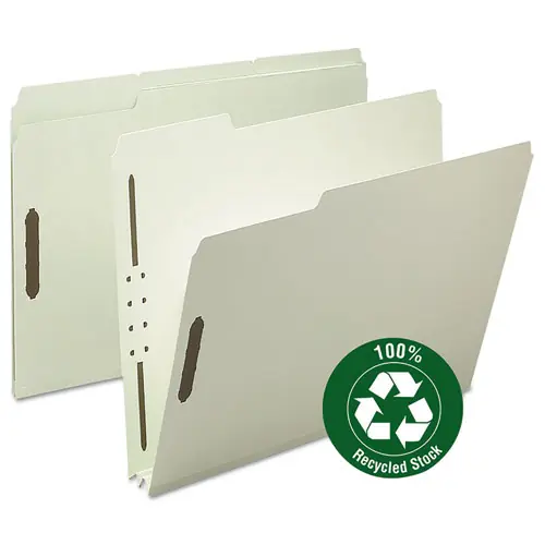 Smead Recycled Pressboard Fastener Folders, Letter Size, Gray-Green, 25/Box