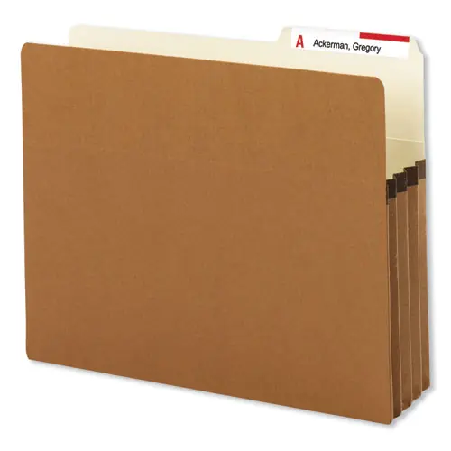 Smead Redrope Drop Front File Pockets with 2/5-Cut Guide Height Tabs, 3.5" Expansion, Letter Size, Redrope, 25/Box