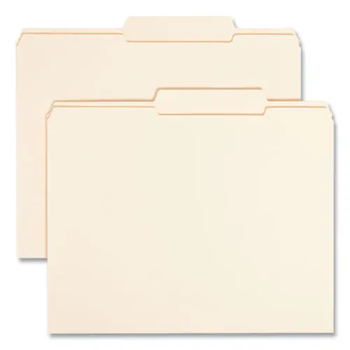 Smead Reinforced Guide Height File Folders, 2/5-Cut Tabs, Right of Center, Letter Size, 0.75" Expansion, Manila, 100/Box