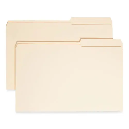 Smead Reinforced Guide Height File Folders, 2/5-Cut Tabs, Right Position, Legal Size, 0.75" Expansion, Manila, 100/Box