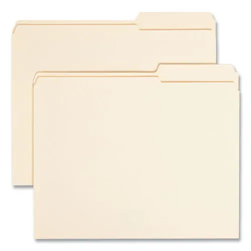 Smead Reinforced Guide Height File Folders, 2/5-Cut Tabs, Right Position, Letter Size, 0.75" Expansion, Manila, 100/Box