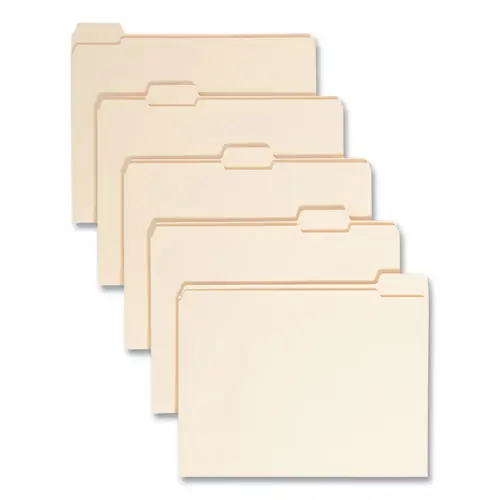 Smead Reinforced Tab Manila File Folders, 1/5-Cut Tabs, Letter Size, 100/Box