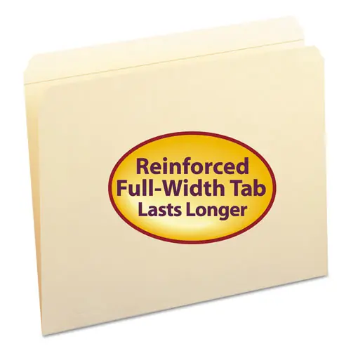 Smead Reinforced Tab Manila File Folders, Straight Tabs, Letter Size, 0.75" Expansion, 11-pt Manila, 100/Box