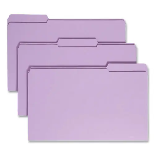 Smead Reinforced Top Tab Colored File Folders, Legal Size, Lavender, 100/Box
