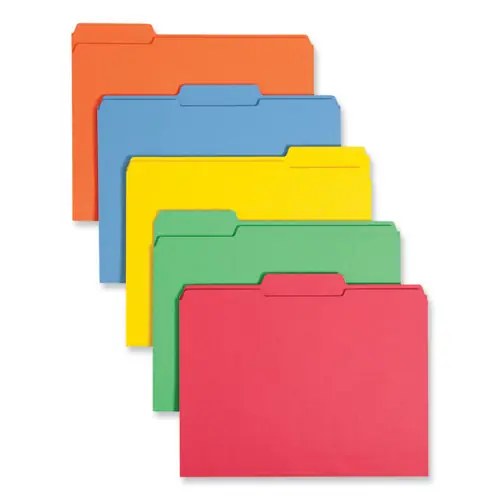 Smead Reinforced Top Tab Colored File Folders, 1/3-Cut Tabs, Letter Size, 0.75" Expansion, Assorted Colors, 100/Box