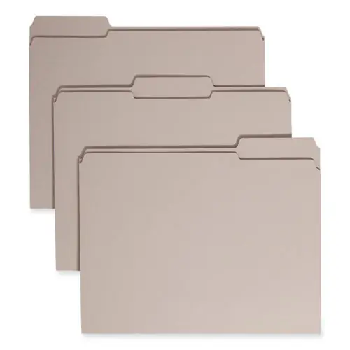 Smead Reinforced Top Tab Colored File Folders, Letter Size, Gray, 100/Box