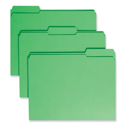 Smead Reinforced Top Tab Colored File Folders, 1/3-Cut Tabs, Letter Size, Green, 100/Box