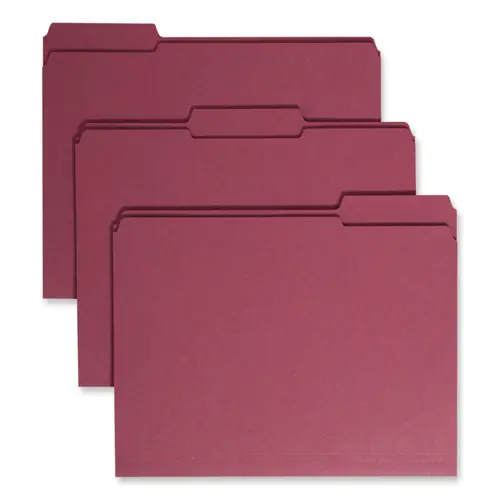 Smead Reinforced Top Tab Colored File Folders, 1/3-Cut Tabs, Letter Size, Maroon, 100/Box