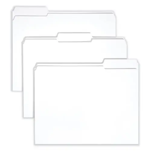 Smead Reinforced Top Tab Colored File Folders, 1/3-Cut Tabs, Letter Size, White, 100/Box