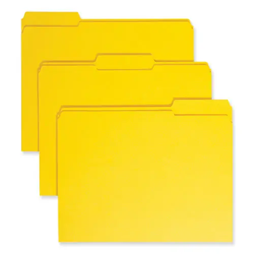 Smead Reinforced Top Tab Colored File Folders, 1/3-Cut Tabs, Letter Size, Yellow, 100/Box