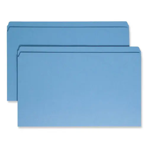 Smead Reinforced Top Tab Colored File Folders, Straight Tabs, Legal Size, Blue, 100/Box