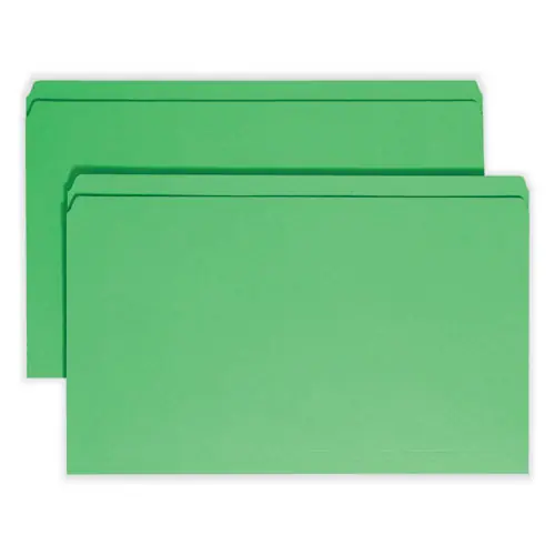 Smead Reinforced Top Tab Colored File Folders, Straight Tabs, Legal Size, Green, 100/Box