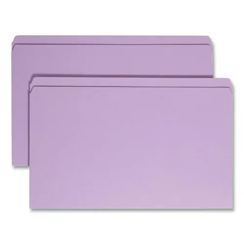 Smead Reinforced Top Tab Colored File Folders, Straight Tabs, Legal Size, 0.75" Expansion, Lavender, 100/Box