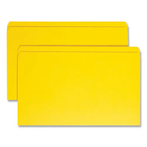 Smead Reinforced Top Tab Colored File Folders, Straight Tabs, Legal Size, Yellow, 100/Box