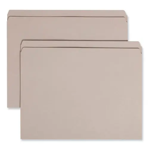 Smead Reinforced Top Tab Colored File Folders, Straight Tabs, Letter Size, 0.75" Expansion, Gray, 100/Box