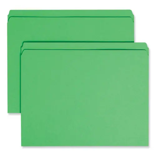 Smead Reinforced Top Tab Colored File Folders, Straight Tabs, Letter Size, 0.75" Expansion, Green, 100/Box