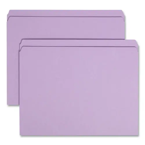 Smead Reinforced Top Tab Colored File Folders, Straight Tabs, Letter Size, Lavender, 100/Box