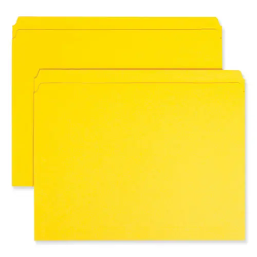 Smead Reinforced Top Tab Colored File Folders, Straight Tabs, Letter Size, Yellow, 100/Box