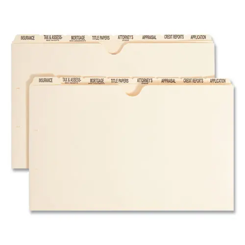Smead Replacement Pressboard Mortgage File Dividers, Legal Size, Manila, 8 Dividers/Set, 12 Sets/Box