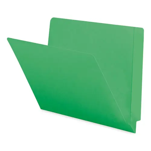 Smead Shelf-Master Reinforced End Tab Colored Folders, Straight Tabs, Letter Size, Green, 100/Box