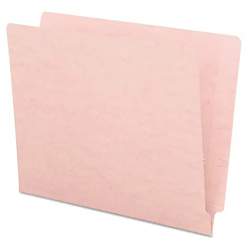 Smead Shelf-Master Reinforced End Tab Colored Folders, Straight Tabs, Letter Size, 0.75" Expansion, Pink, 100/Box