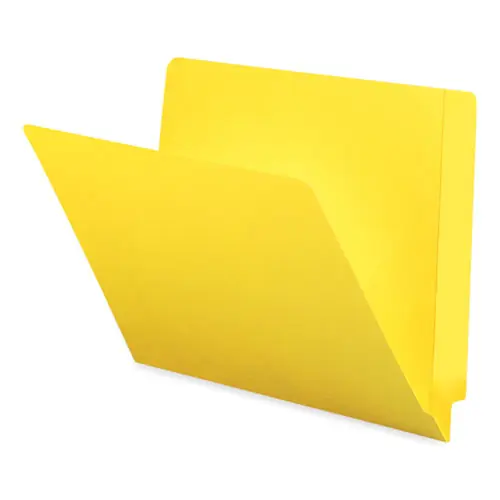 Smead Shelf-Master Reinforced End Tab Colored Folders, Straight Tabs, Letter Size, Yellow, 100/Box