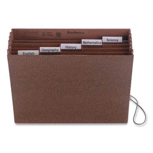 Smead Six-Pocket Subject File with Insertable Tabs, Elastic Cord, 1/5-Cut Tabs, Letter Size, Redrope