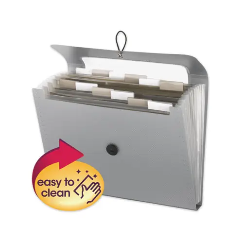 Smead Step Index Organizer, 12 Sections, Cord/Hook Closure, 1/6-Cut Tabs, Letter Size, Silver