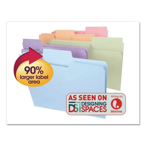 Smead SuperTab Colored File Folders, Legal Size, 1/3-Cut Assorted Tabs, Pastel Colors, 100/Box