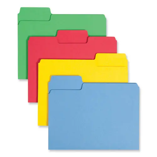 Smead SuperTab Colored File Folders, Letter Size, 1/3-Cut Tabs, Assorted Colors, 11-pt Stock, 0.75" Expansion, 100/Box