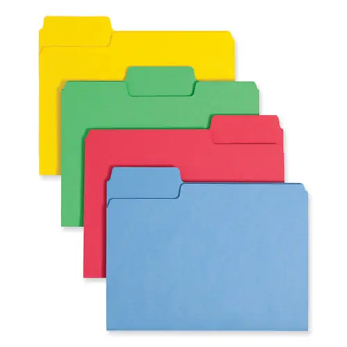 Smead SuperTab Colored File Folders, 1/3-Cut Tabs, Letter Size, 0.75" Expansion, 11-pt Stock, Assorted Colors, 24/Pack