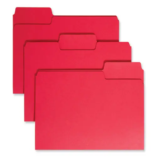 Smead SuperTab Colored File Folders, 1/3-Cut Tabs, Letter Size, Red, 100/Box