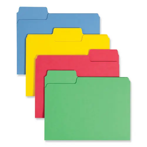 Smead SuperTab Colored File Folders, 1/3-Cut Tabs, Assorted Colors, Letter Size, 0.75" Expansion, 14-pt Stock, 50/Box