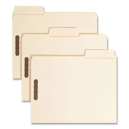 Smead SuperTab Reinforced Guide Height Fastener Folders, Letter Size, 14-pt Manila, 0.75" Expansion, 2 Fasteners, 50/Box