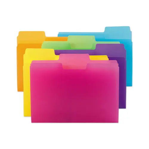 Smead SuperTab Top Tab File Folders, 1/3-Cut Tabs, Assorted Colors, Letter Size, Polypropylene, 18/Pack