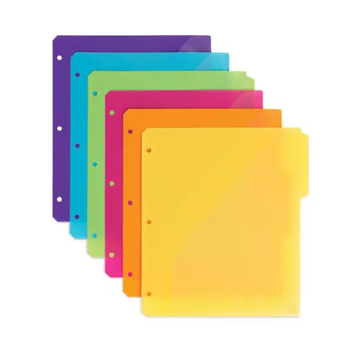Smead Three-Ring Binder Poly Index Dividers with Pocket, 1/3-Cut Tabs, Assorted Colors, 10 Sets