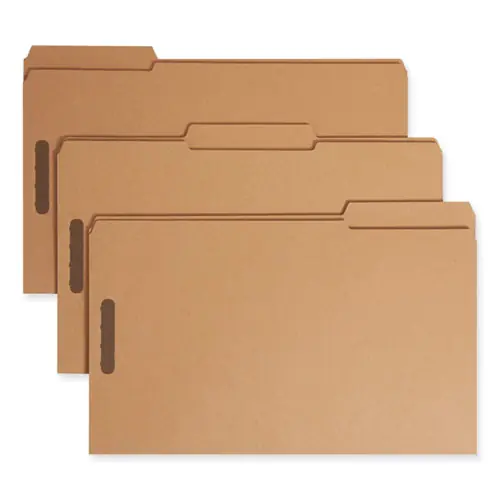 Smead Top Tab Fastener Folders, 1/3-Cut Tabs: Assorted, 0.75" Expansion, 2 Fasteners, Legal Size, Kraft Exterior, 50/Box