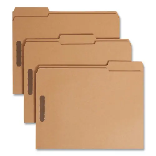 Smead Top Tab Fastener Folders, 1/3-Cut Tabs: Assorted, 0.75" Expansion, 2 Fasteners, Letter Size, Kraft Exterior, 50/Box