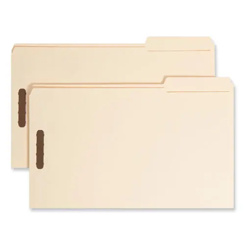 Smead Top Tab Fastener Folders, 1/3-Cut Tabs: Right, 0.75" Expansion, 2 Fasteners, Legal Size, Manila Exterior, 50/Box
