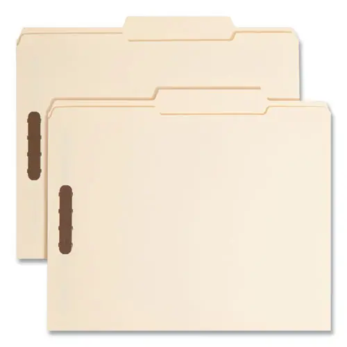 Smead Top Tab Fastener Folders, 1/3-Cut Tabs: Right, 0.75" Expansion, 2 Fasteners, Letter Size, Manila Exterior, 50/Box