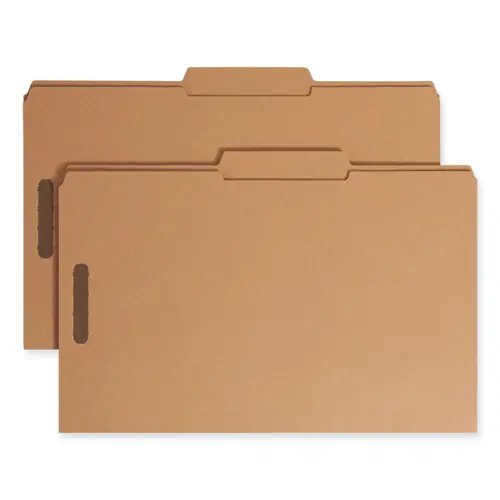 Smead Top Tab Fastener Folders, Legal Size, 2/5-Cut Guide-Height Tabs, 0.75" Expansion, 2 Fasteners, 11-pt Kraft, 50/Box
