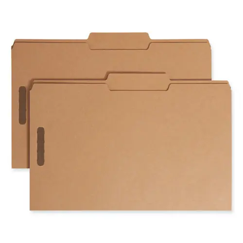 Smead Top Tab Fastener Folders, Legal Size, 17-pt Kraft, 2 Fasteners, Guide-Height 2/5-Cut Tabs, 0.75" Expansion, 50/Box