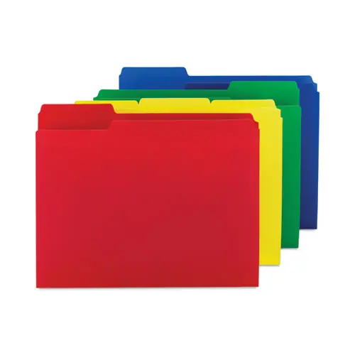 Smead Top Tab Poly Colored File Folders, 1/3-Cut Tabs, Letter Size, 0.75" Expansion, Assorted Colors, 12/Pack