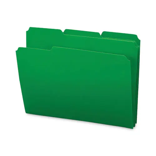 Smead Top Tab Poly Colored File Folders, Letter Size, 1/3-Cut Tabs, 0.75" Expansion, Green, 24/Box
