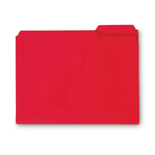 Smead Top Tab Poly Colored File Folders, 1/3-Cut Tabs, Assorted Positions, Letter Size, Red, 24/Box