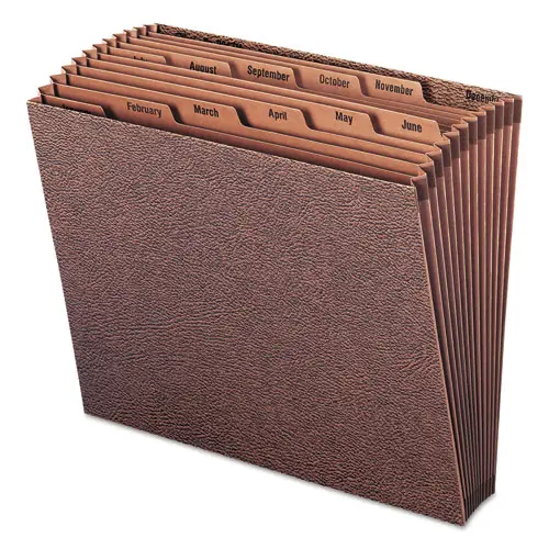Smead TUFF Expanding Open-Top Stadium File, 12 Sections, 1/12-Cut Tabs, Letter Size, Redrope